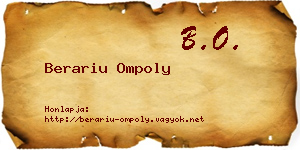 Berariu Ompoly névjegykártya